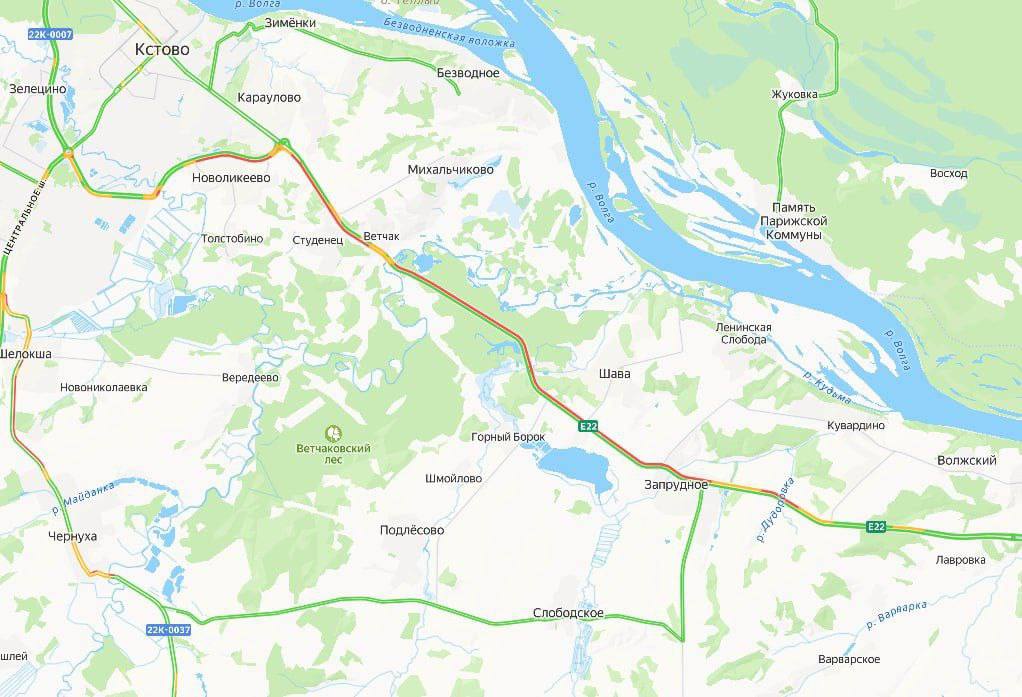 На трассе М-7 в Кстовском районе образовалась пробка длиной около 20 км