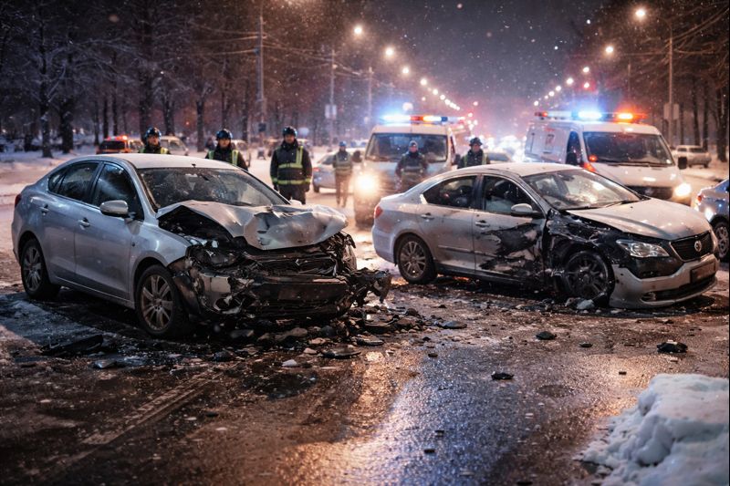 Массовое ДТП с тремя авто произошло на улице Монастырка в Нижнем Новгороде