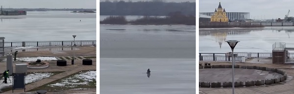 Нижегородцы заметили рыбака, зашедшего по тонкому льду на середину Волги
