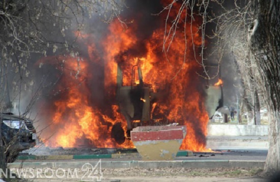 Рейсовый автобус с людьми загорелся в Нижнем Новгороде